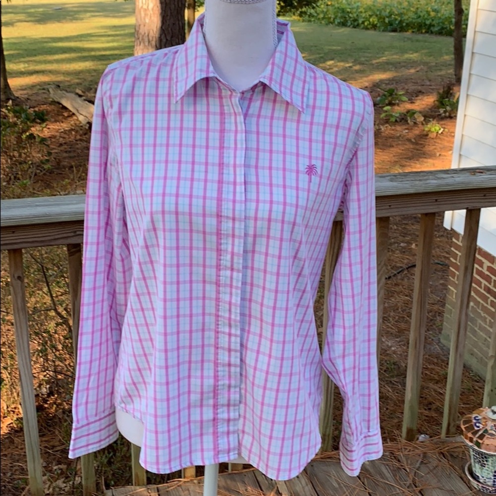 Lilly Pulitzer Button-down Check Plaid Shirt Sz 6